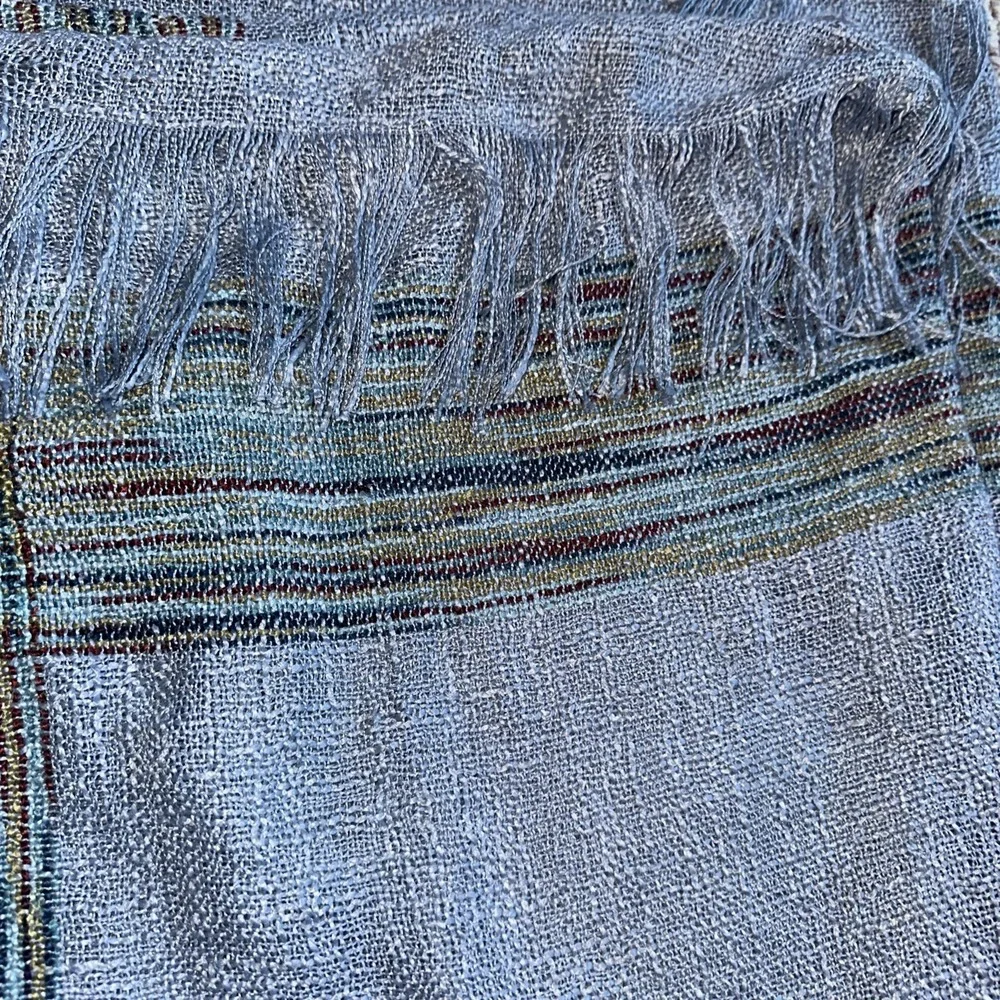 Women's  Blue Large Oversized‎ Poncho Scarf Wrap Fringe  49x49